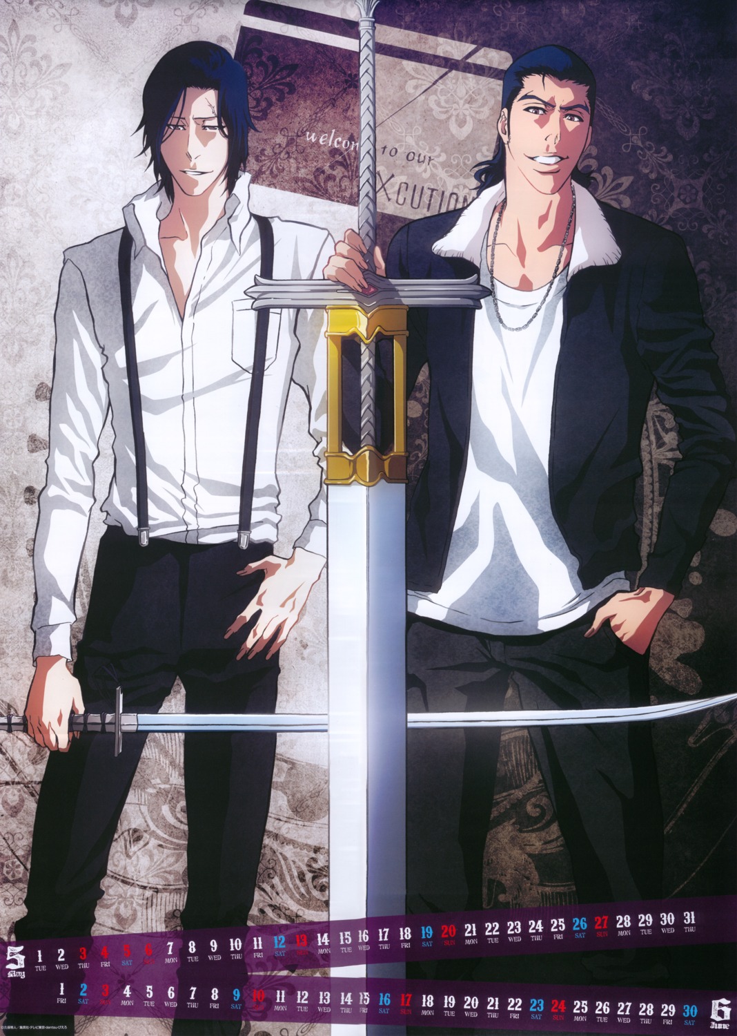 bleach, calendar, ginjou_kuugo, male, sword, tsukishima_shuukuro