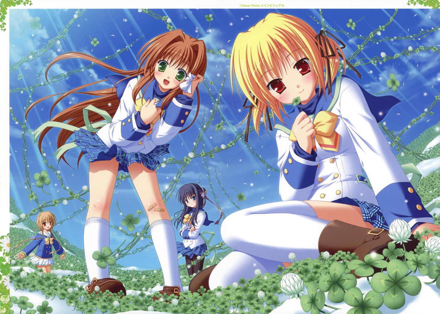 clover_point, hinata_miori, inamori_mahoshi, kashiwagi_tsukine, meteor_(company), pantyhose, seifuku, takanashi_yaya