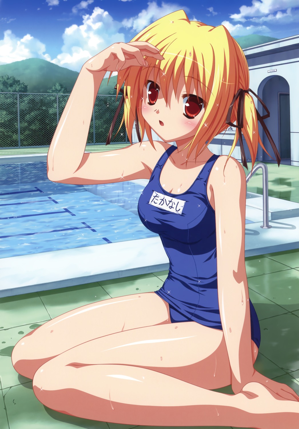 cleavage, clover_point, meteor_(company), school_swimsuit, swimsuits, takanashi_yaya, wet, yuyi
