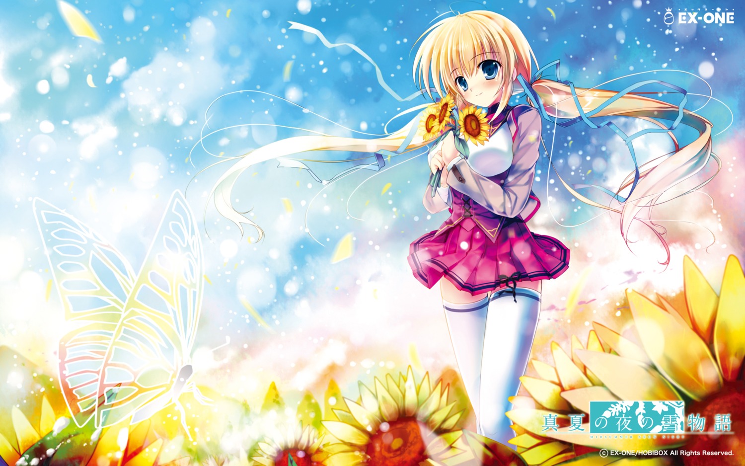 ex-one, kazamatsuri_mana, manatsu_no_yoru_no_yuki_monogatari, mikeou, seifuku, thighhighs, wallpaper
