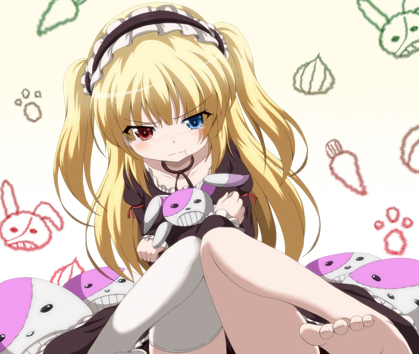 boku_wa_tomodachi_ga_sukunai, dr._cryptoso, dress, feet, gothic_lolita, hasegawa_kobato, heterochromia, lolita_fashion, thighhighs