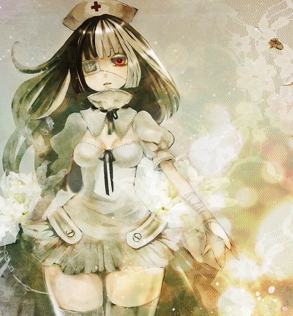 duca, eyepatch, nurse, thighhighs