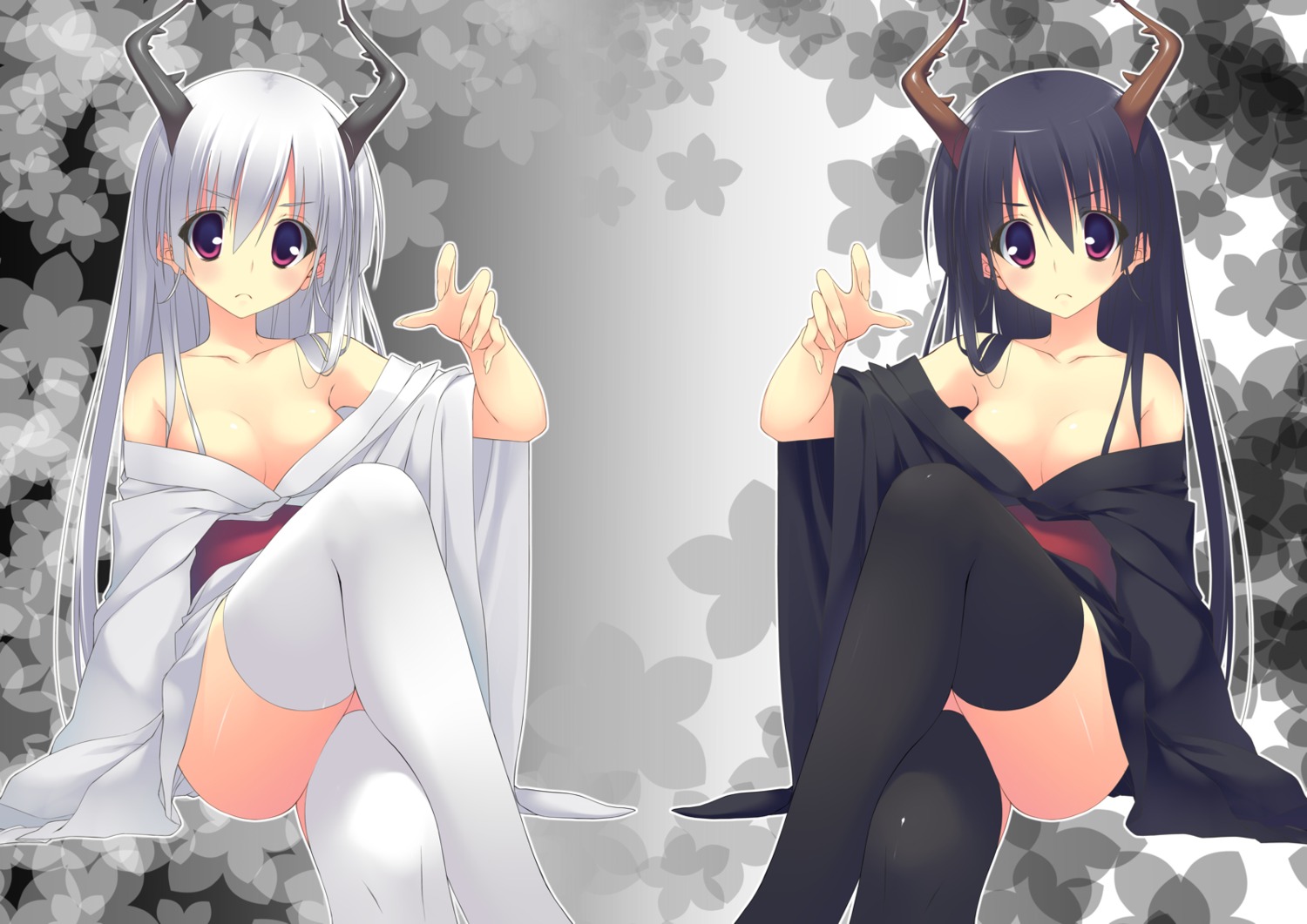 cleavage, ite_fuji, thighhighs, yukata