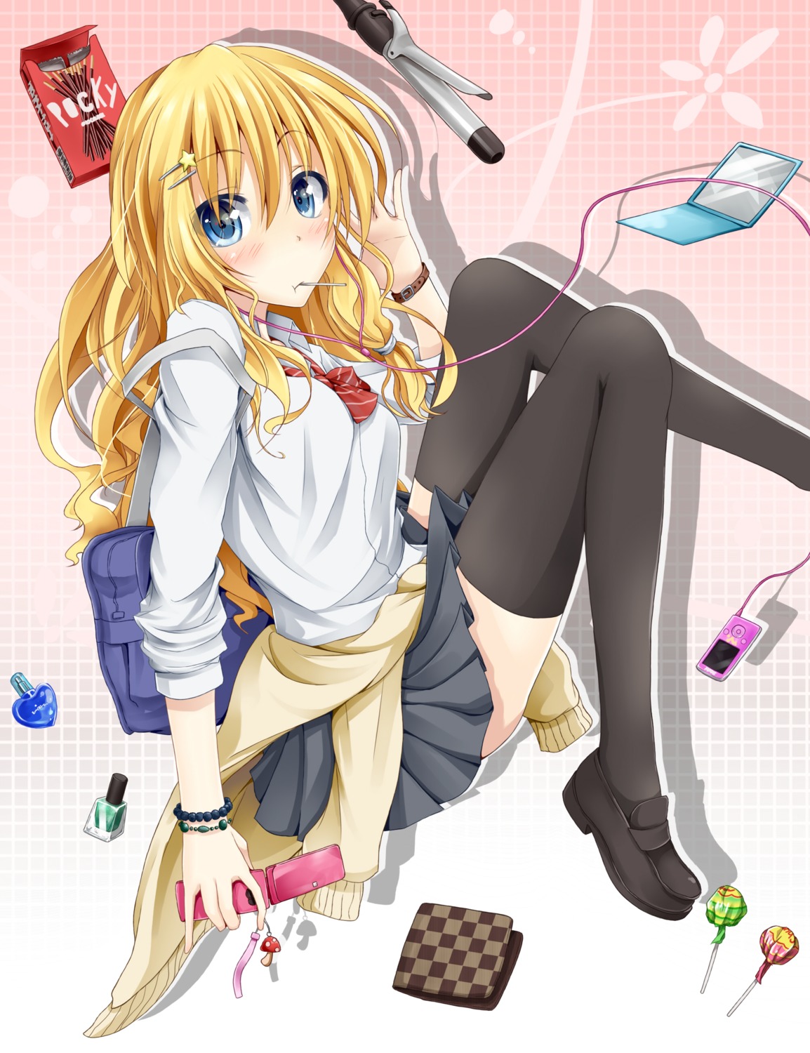 flask, kirisame_marisa, seifuku, thighhighs, touhou