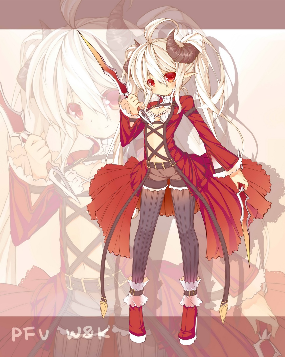 cleavage, pantyhose, pixiv_fantasia, pixiv_fantasia_wizard_and_knight, saru