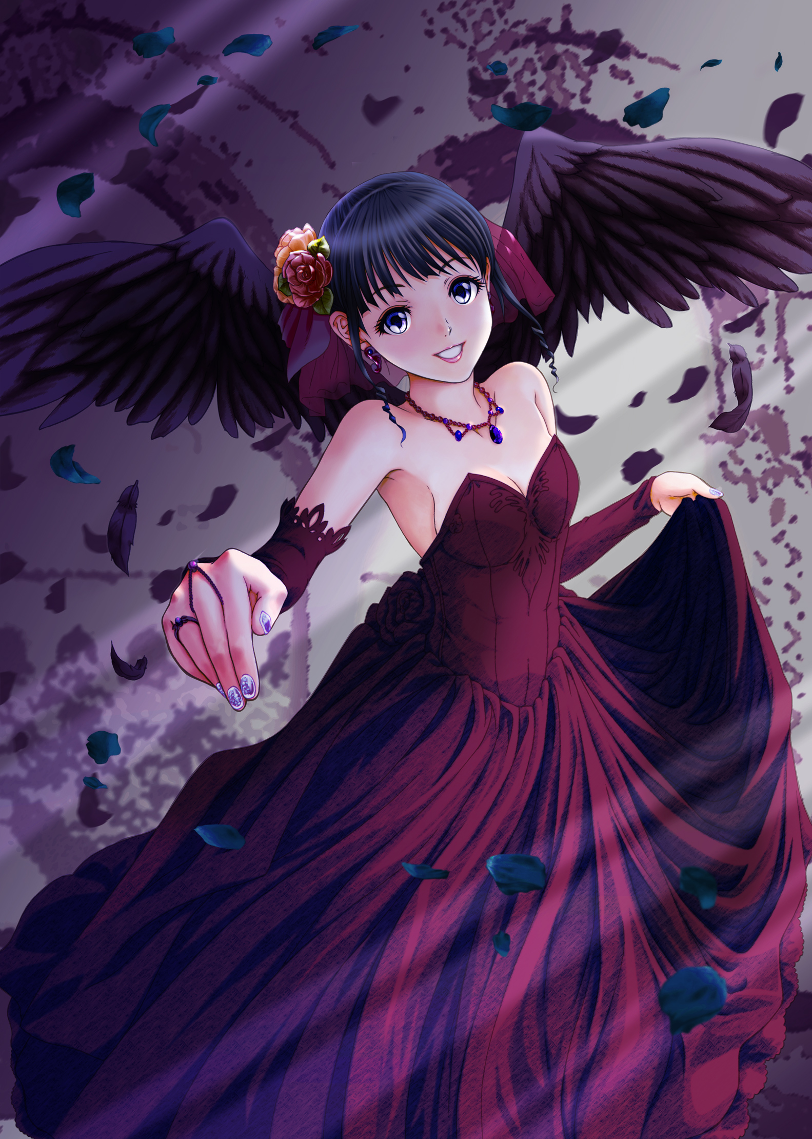 cleavage, dress, wings, yume_robo
