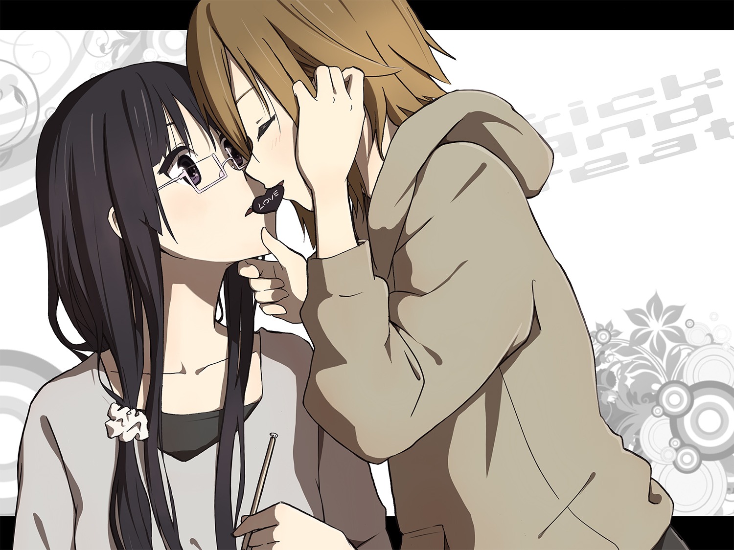 akiyama_mio, k-on!, megane, tainaka_ritsu, yuri, zasshu_tamashii