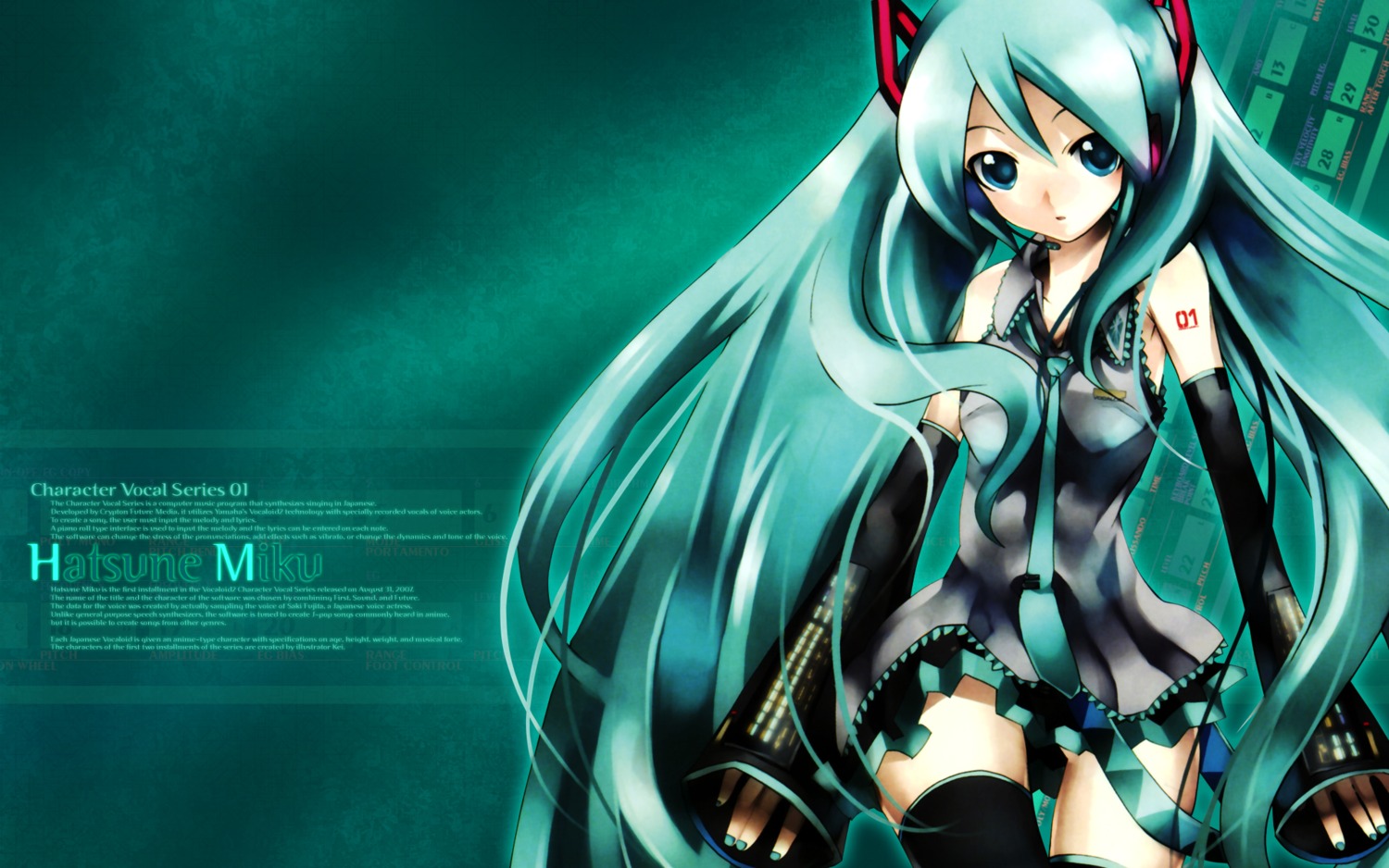 hatsune_miku, kei, kei_garou, thighhighs, vocaloid, wallpaper