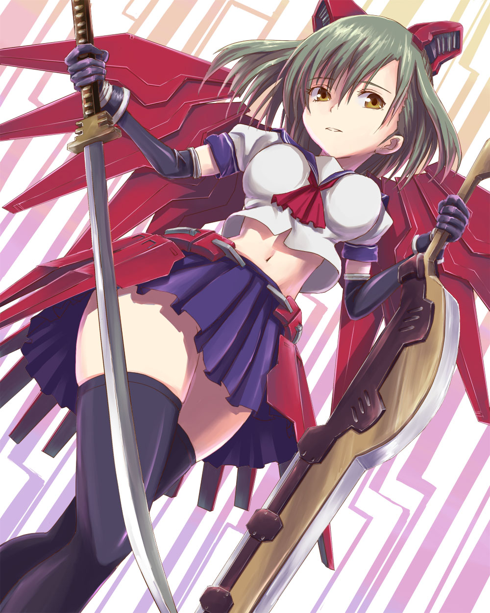 kaeru314, mecha_musume, seifuku, sword, thighhighs