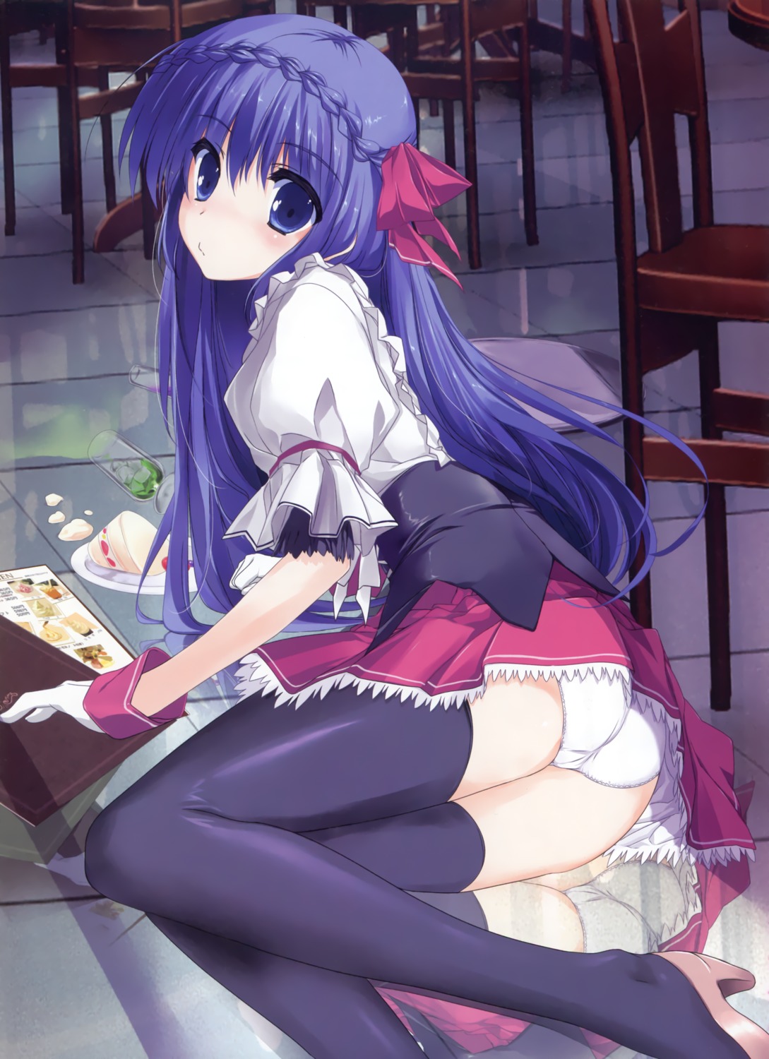 pantsu, thighhighs, tsukinon, waitress