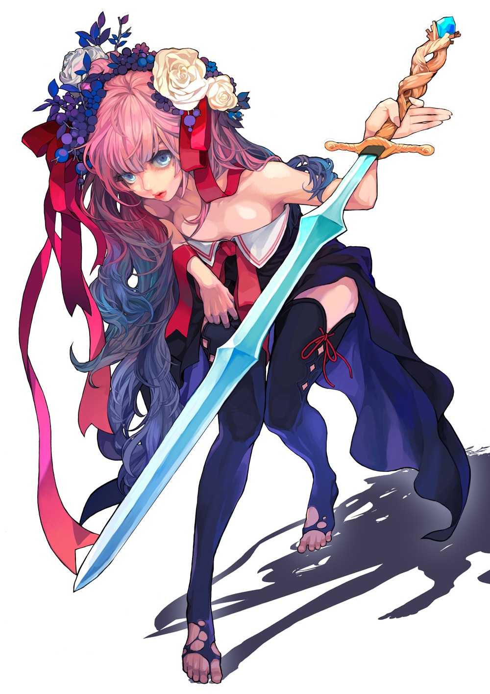 serenade, sword, thighhighs