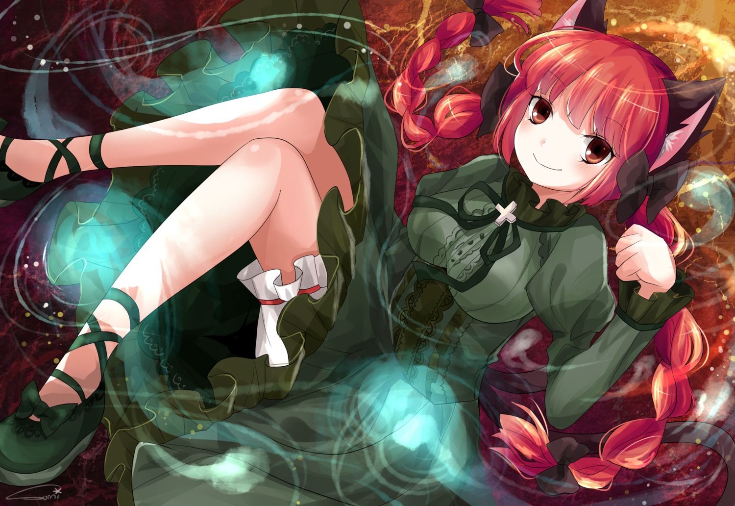animal_ears, bloomers, kaenbyou_rin, sumi_mi, touhou