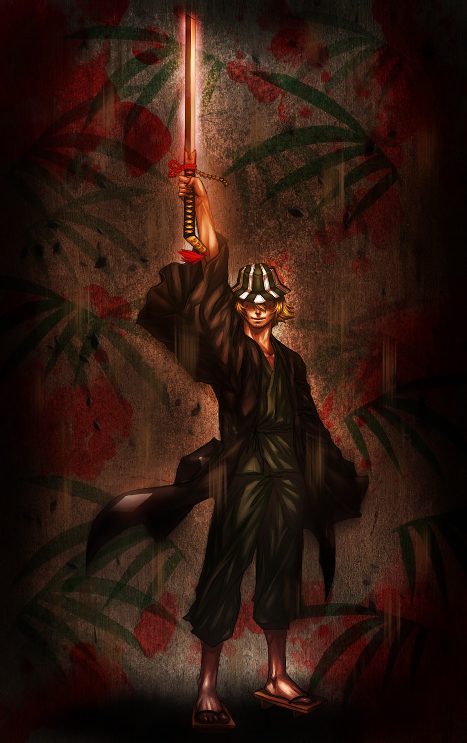 bleach, male, pirate-cashoo, sword, urahara_kisuke