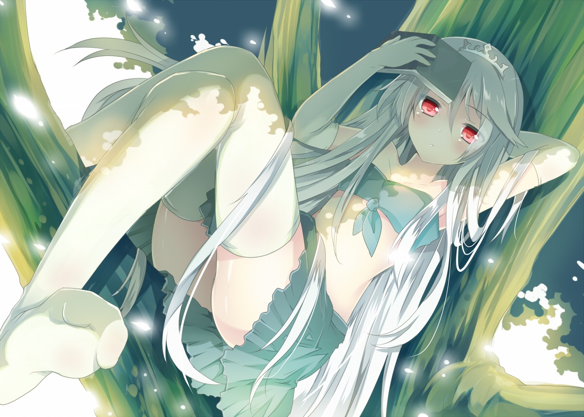 mishima_kurone, skirt_lift, thighhighs, tierra_azur