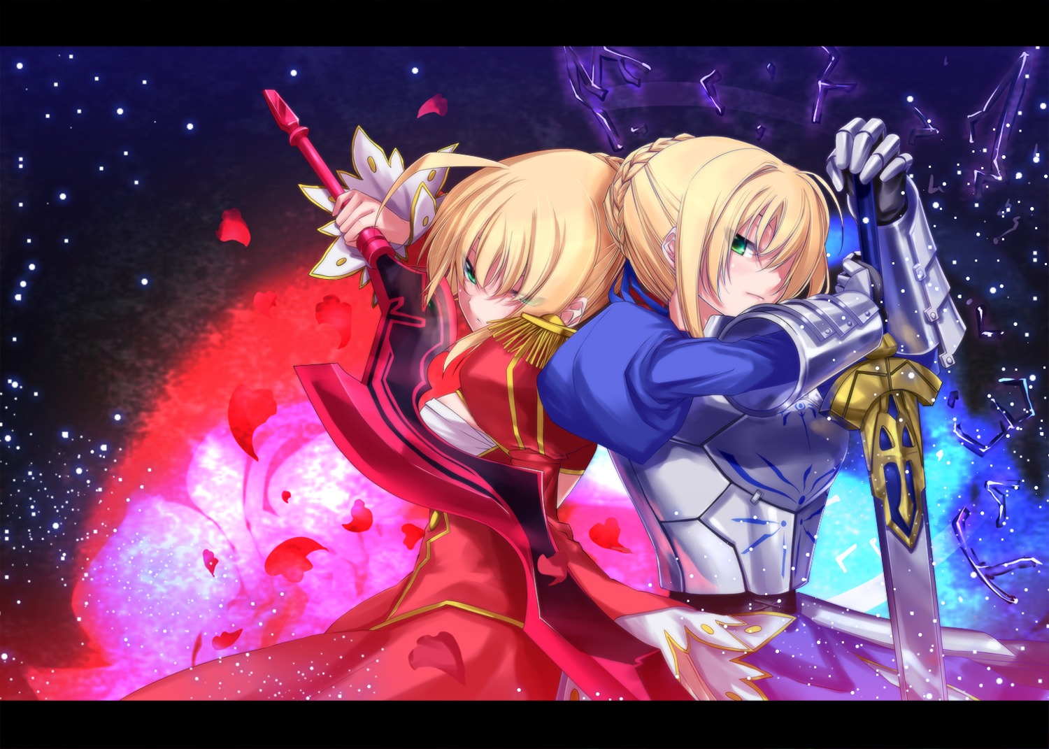 artoria_pendragon_(fate), fate/extra, fate/stay_night, hazuki_touya, nero_claudius_(fate), sword