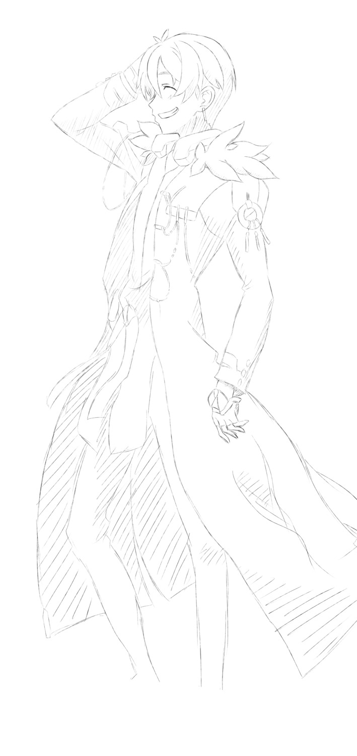 aoi_toori, kyoukai_senjou_no_horizon, line_art, male, monochrome, x-sun