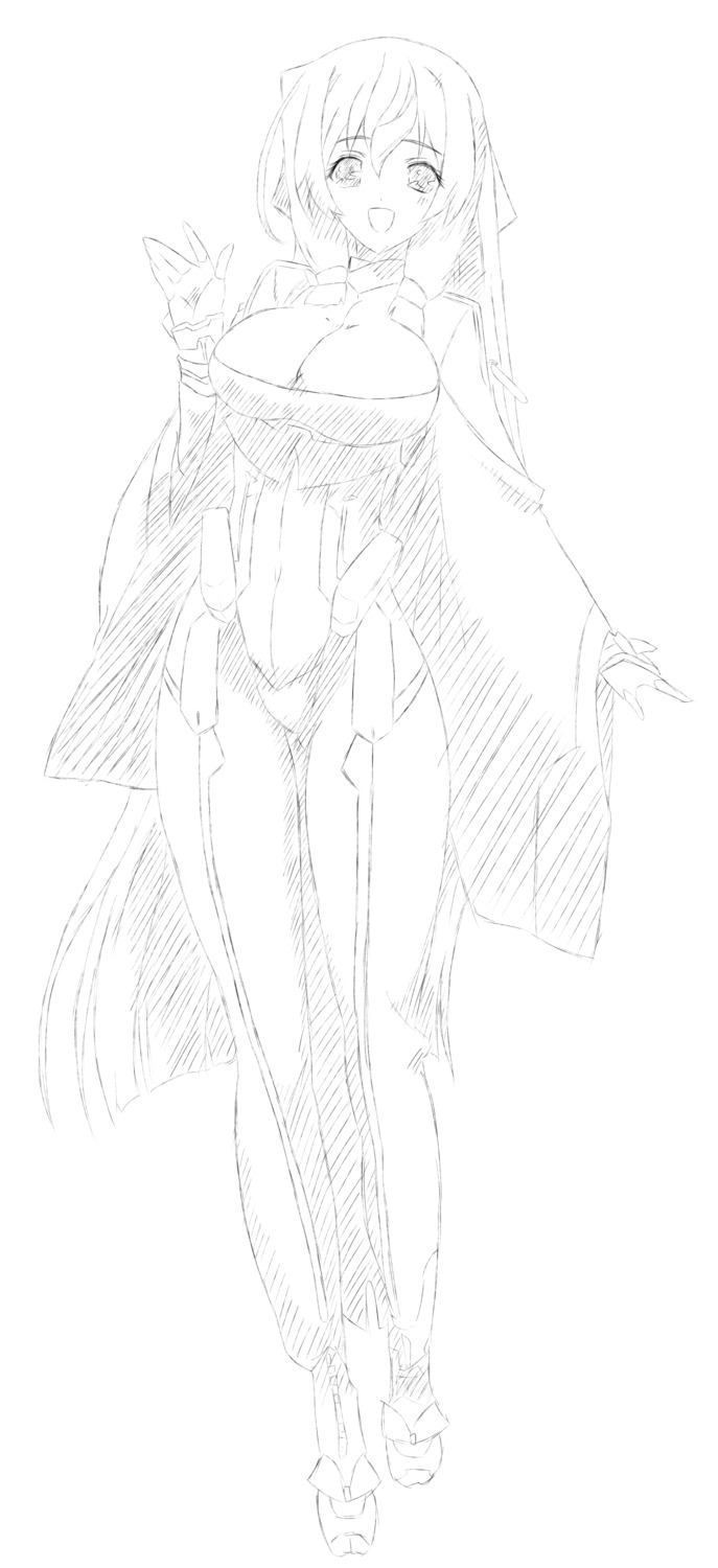 asama_tomo, kyoukai_senjou_no_horizon, line_art, monochrome, x-sun