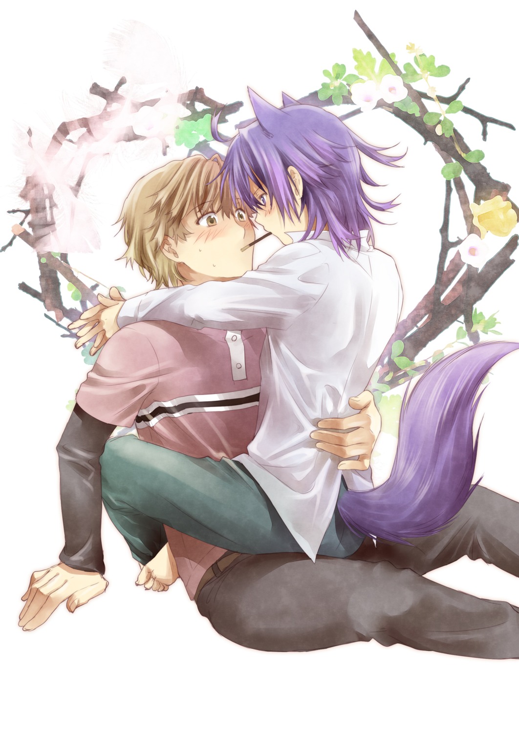 amano_sakuya, animal_ears, male, mutou_tooru, shiki, tail, yaoi, yuuki_natsuno