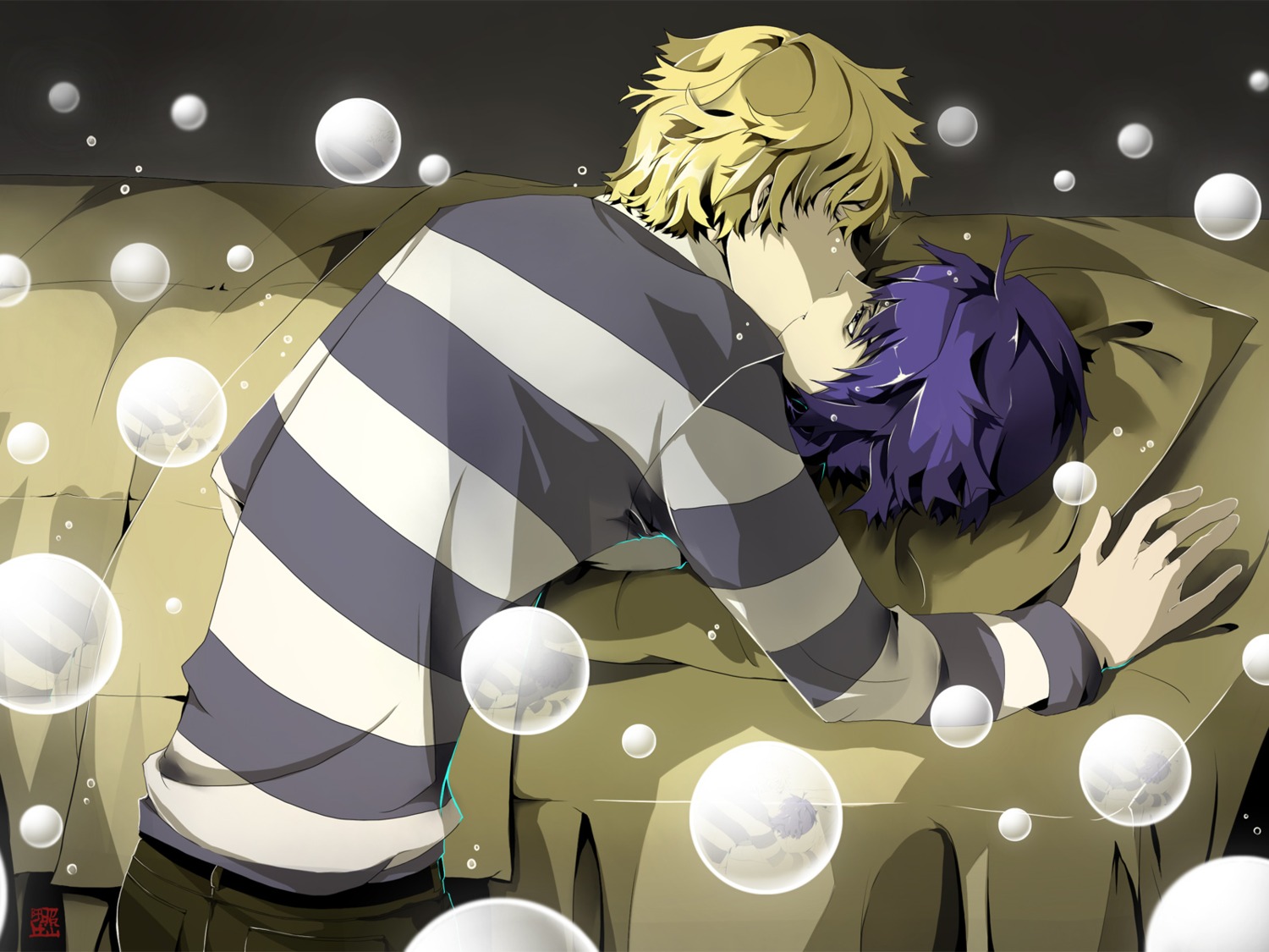 male, mutou_tooru, ookami_fuu, shiki, wallpaper, yaoi, yuuki_natsuno