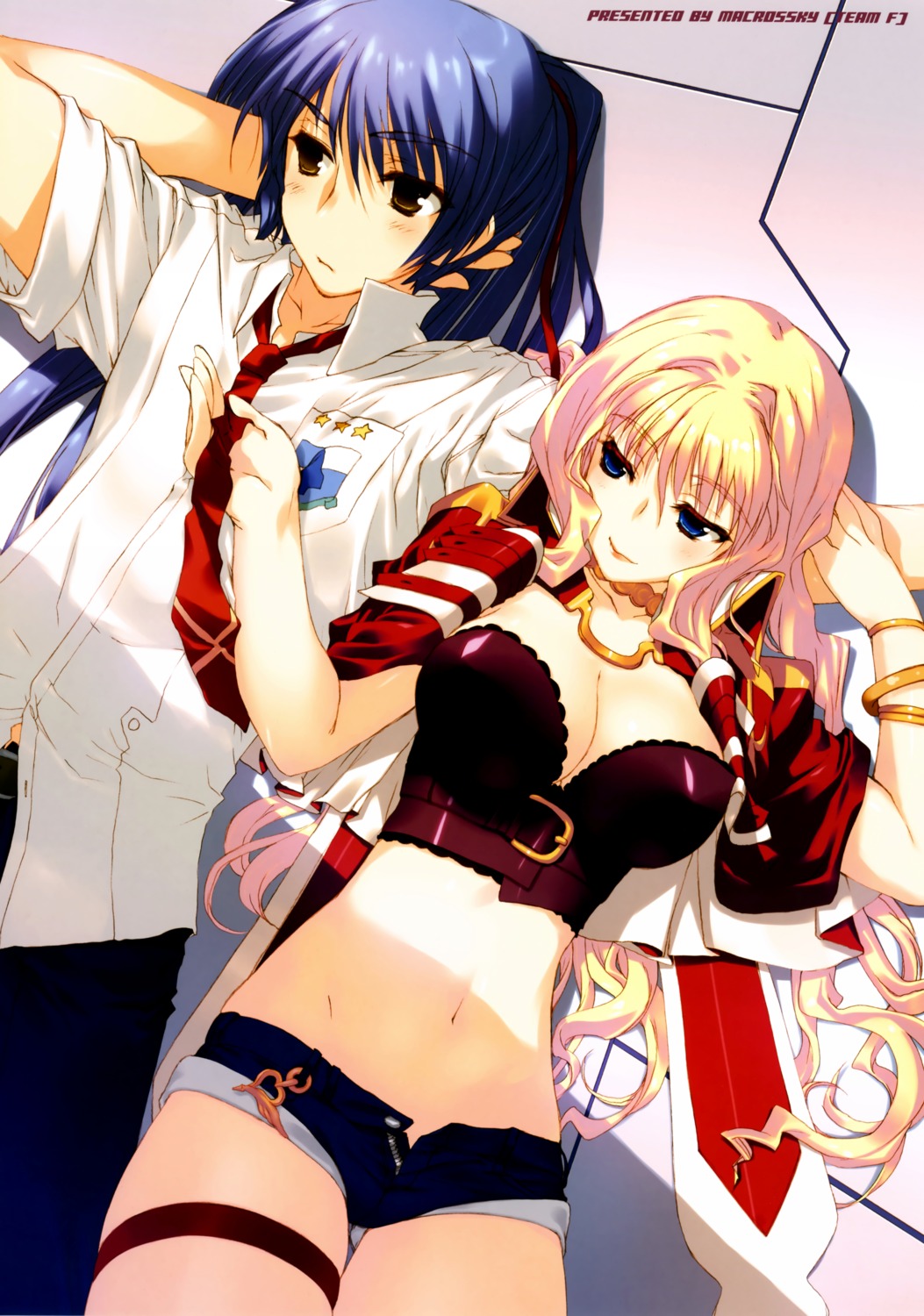 amaduyu_tatsuki, cleavage, macross, macross_frontier, macrossky, saotome_alto, sheryl_nome