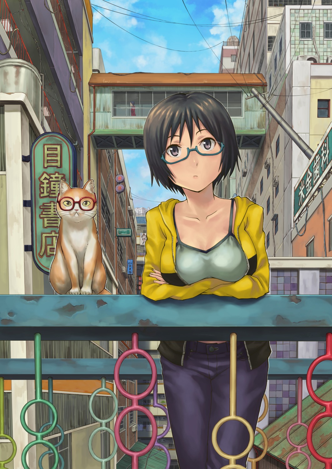 hashi, megane, neko