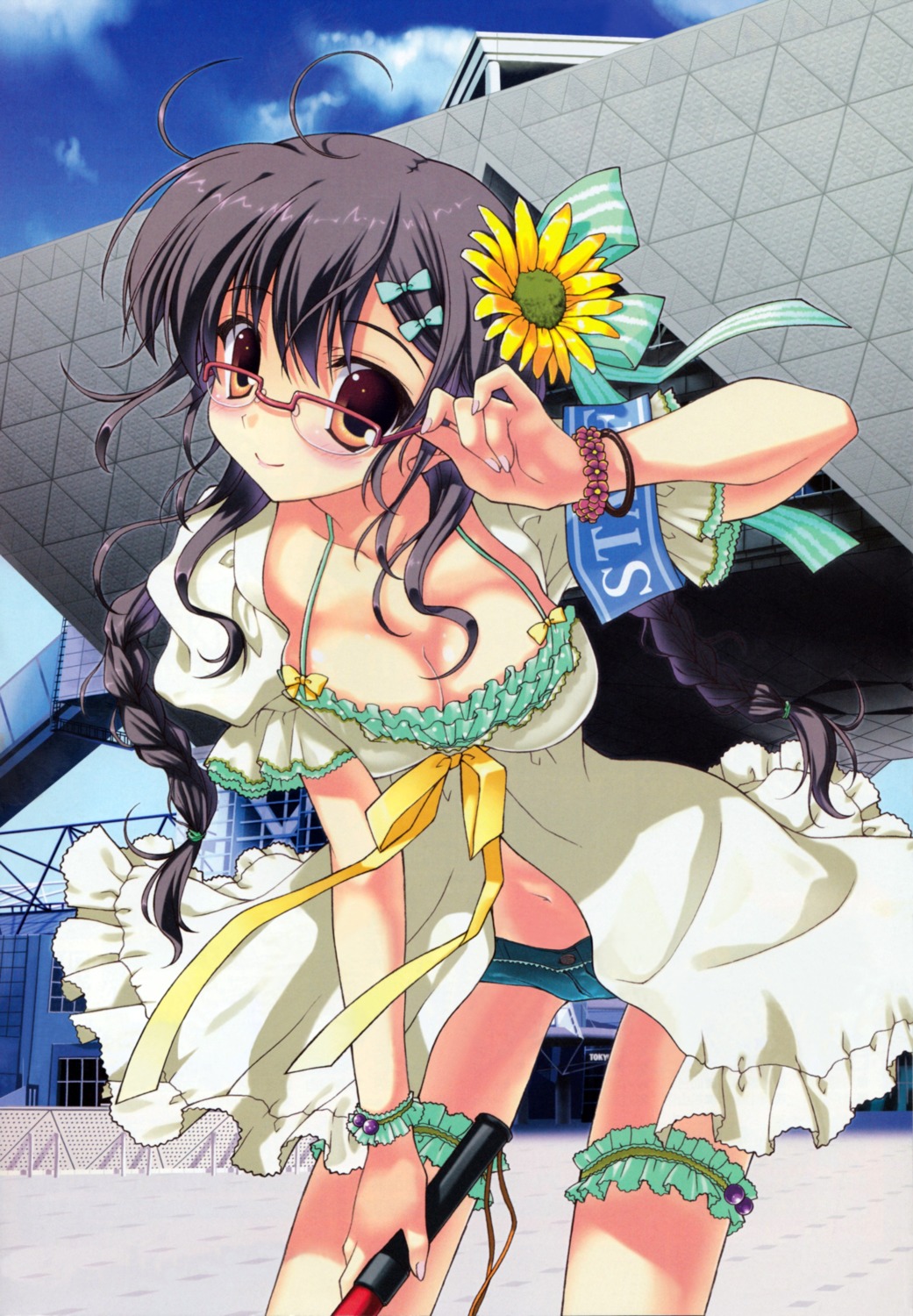 cleavage, comiket, detexted, dress, garter, nanao_naru, summer_dress