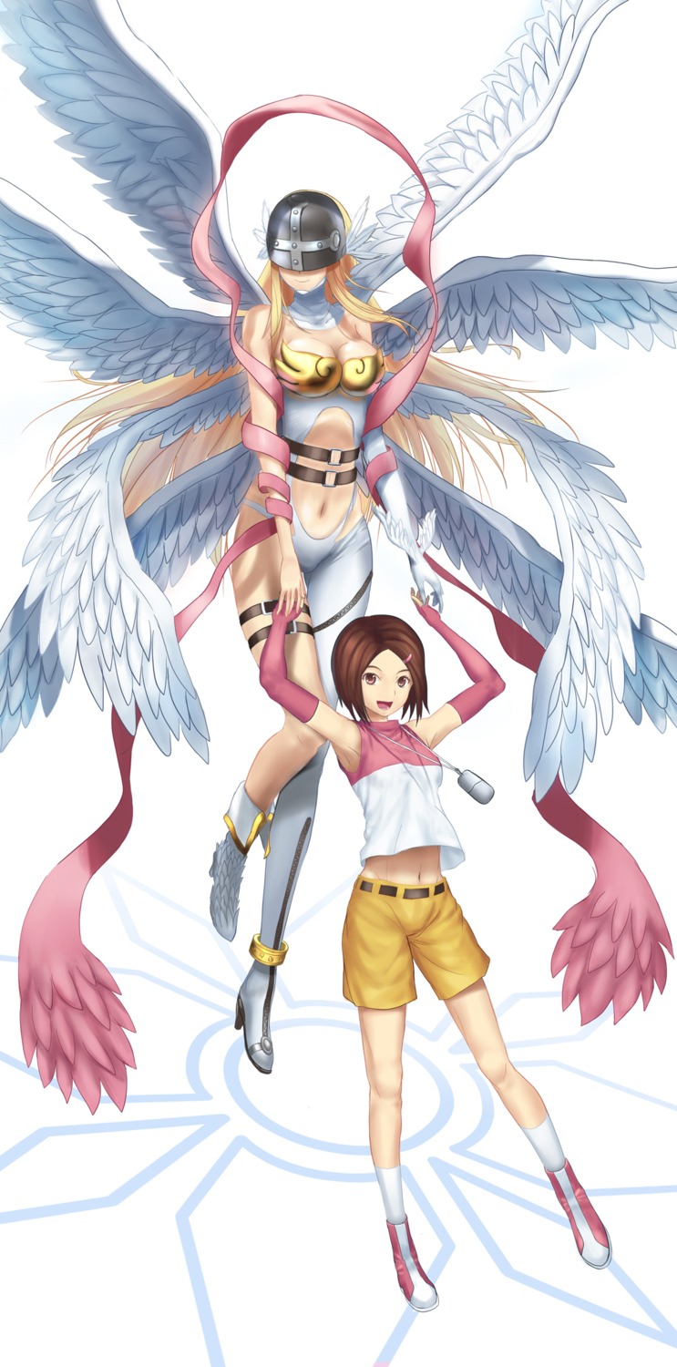 angel, angewomon, cleavage, digimon, tsukikanade, wings, yagami_hikari