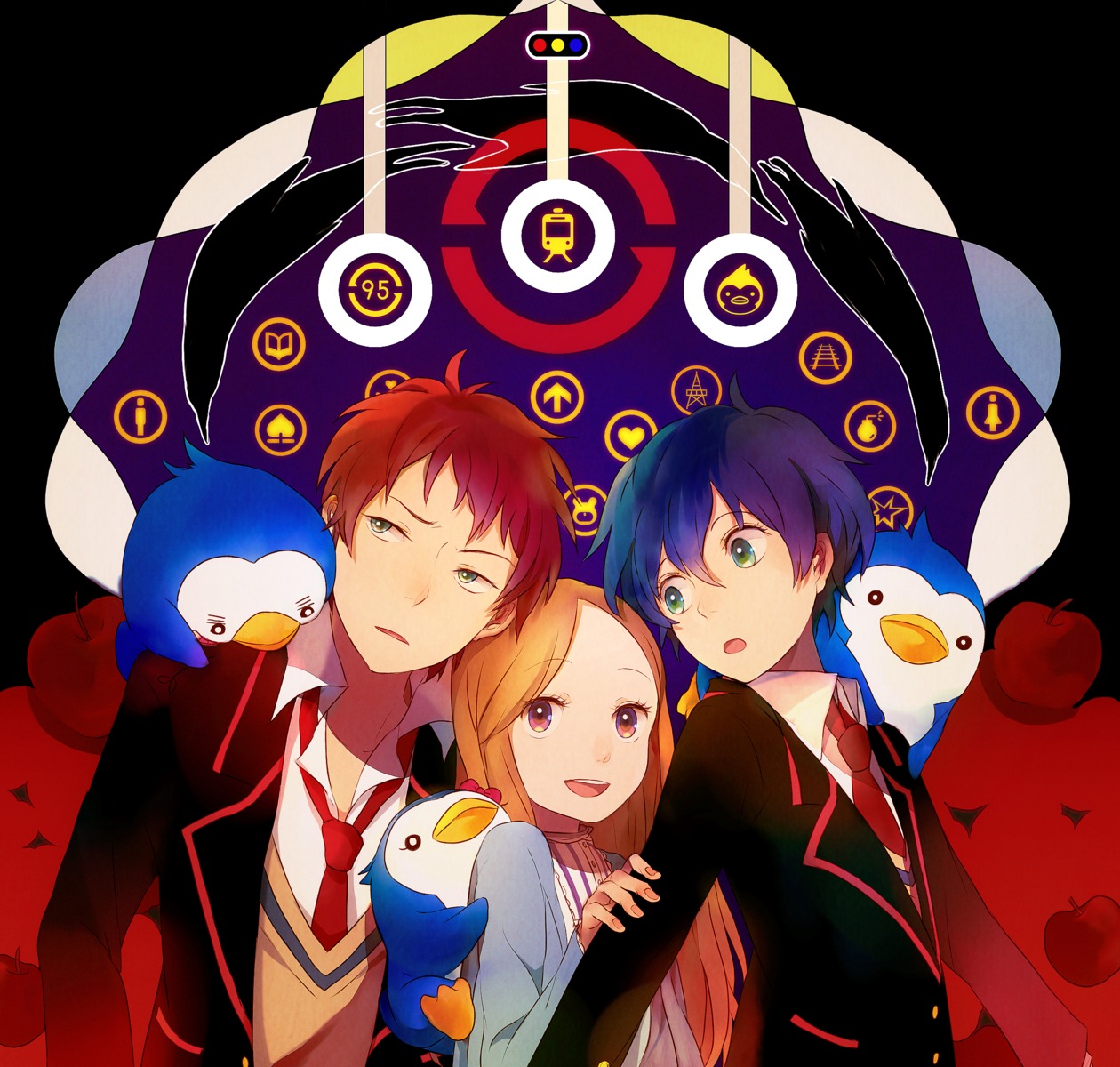 mawaru_penguindrum, penguin, takakura_himari, takakura_kanba, takakura_shouma, tsuyu