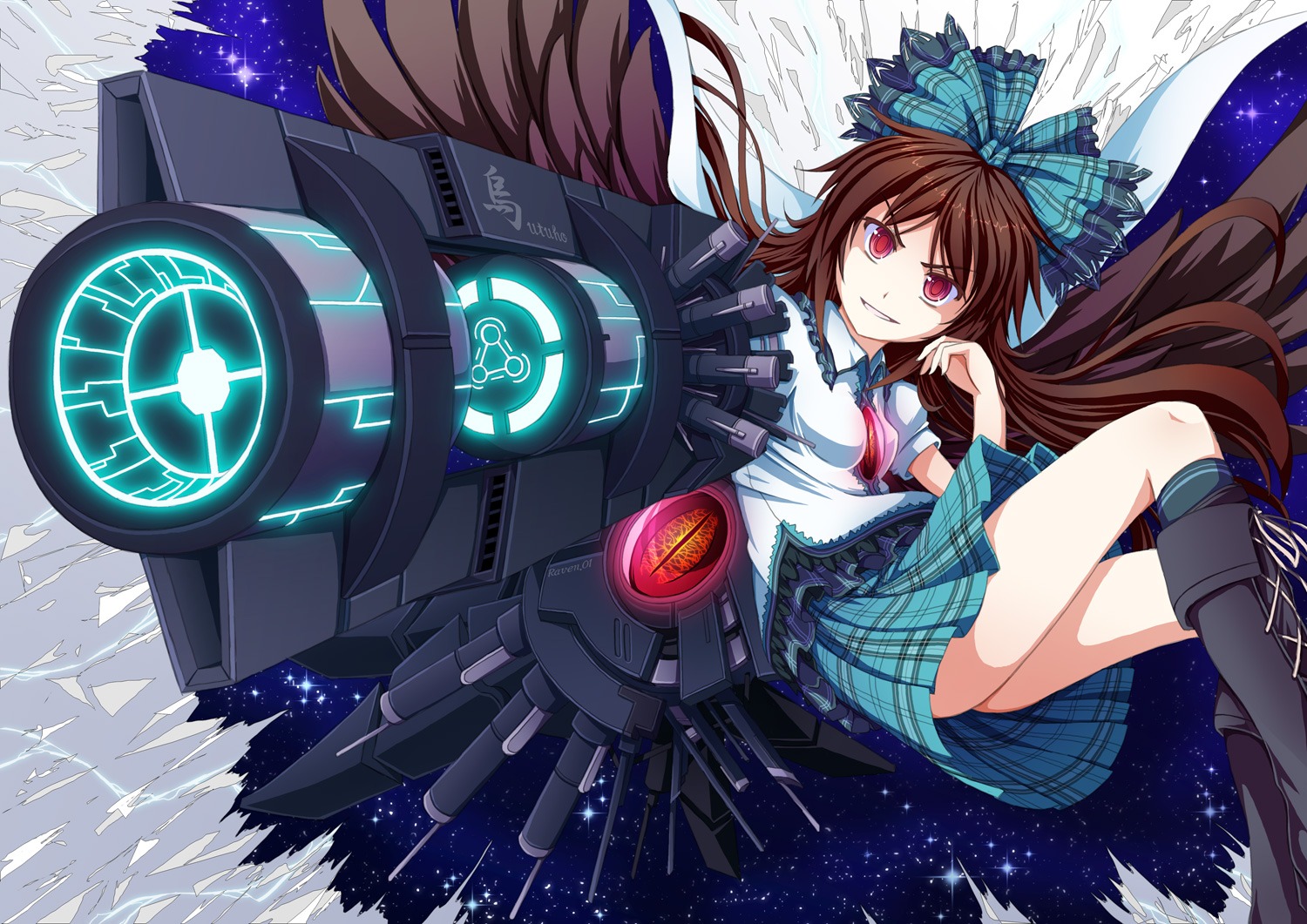 reiuji_utsuho, touhou, tri