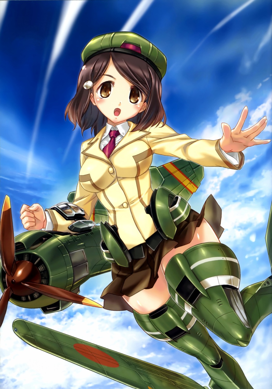 juusensha_koubou, mecha_musume, seifuku, thighhighs