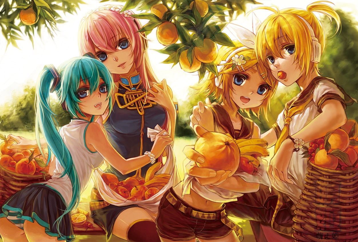 hatsune_miku, kagamine_len, kagamine_rin, megurine_luka, pantsu, shimapan, silverwing, thighhighs