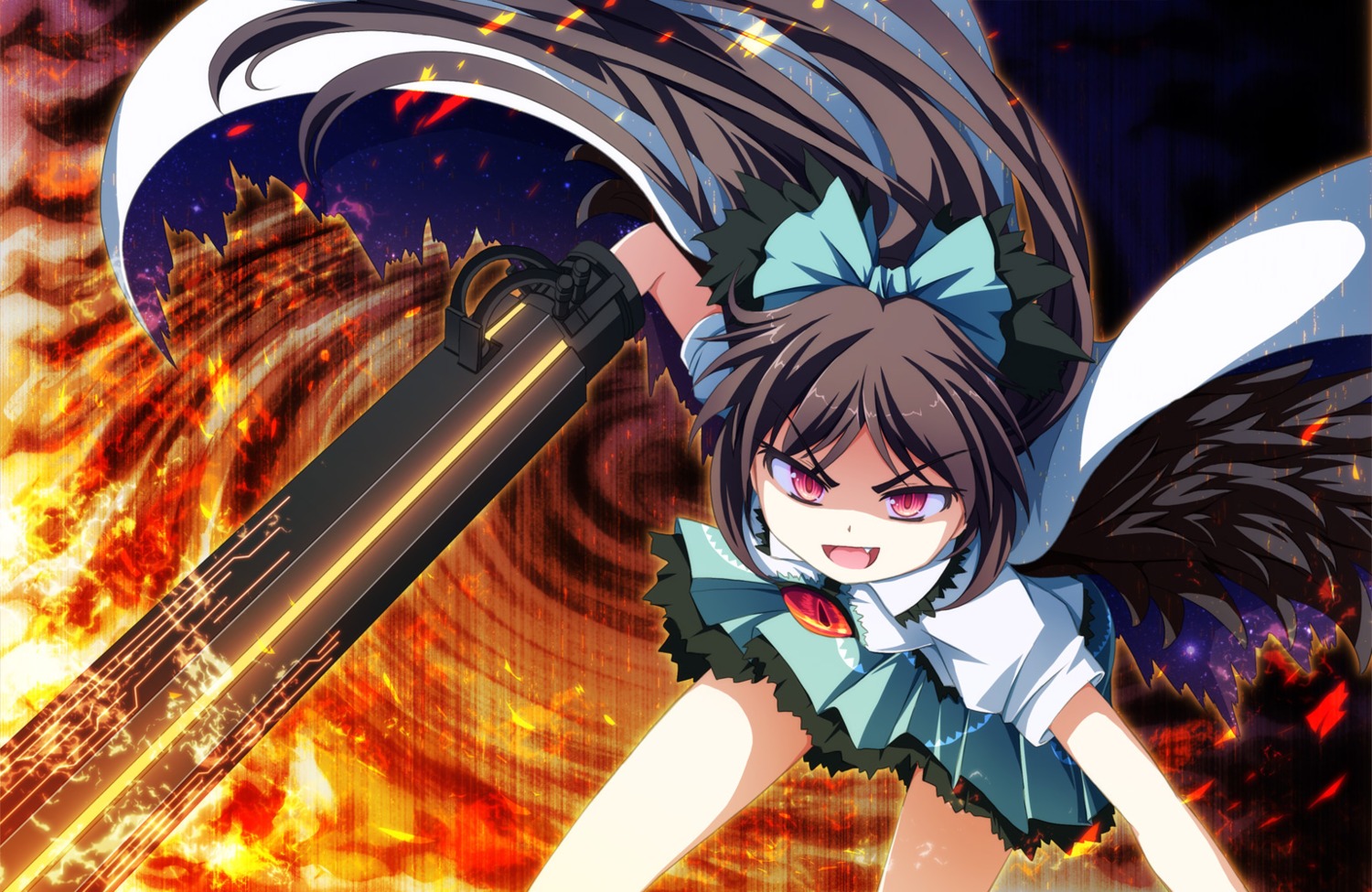 reiuji_utsuho, touhou, tri