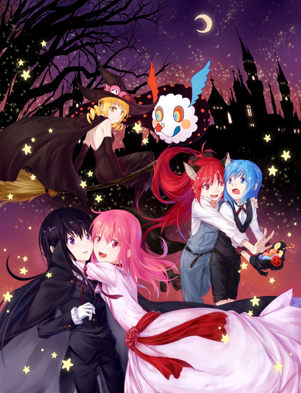 akemi_homura, azmodan, charlotte_(madomagi), halloween, kaname_madoka, mahou_shoujo_madoka_magica, miki_sayaka, sakura_kyouko