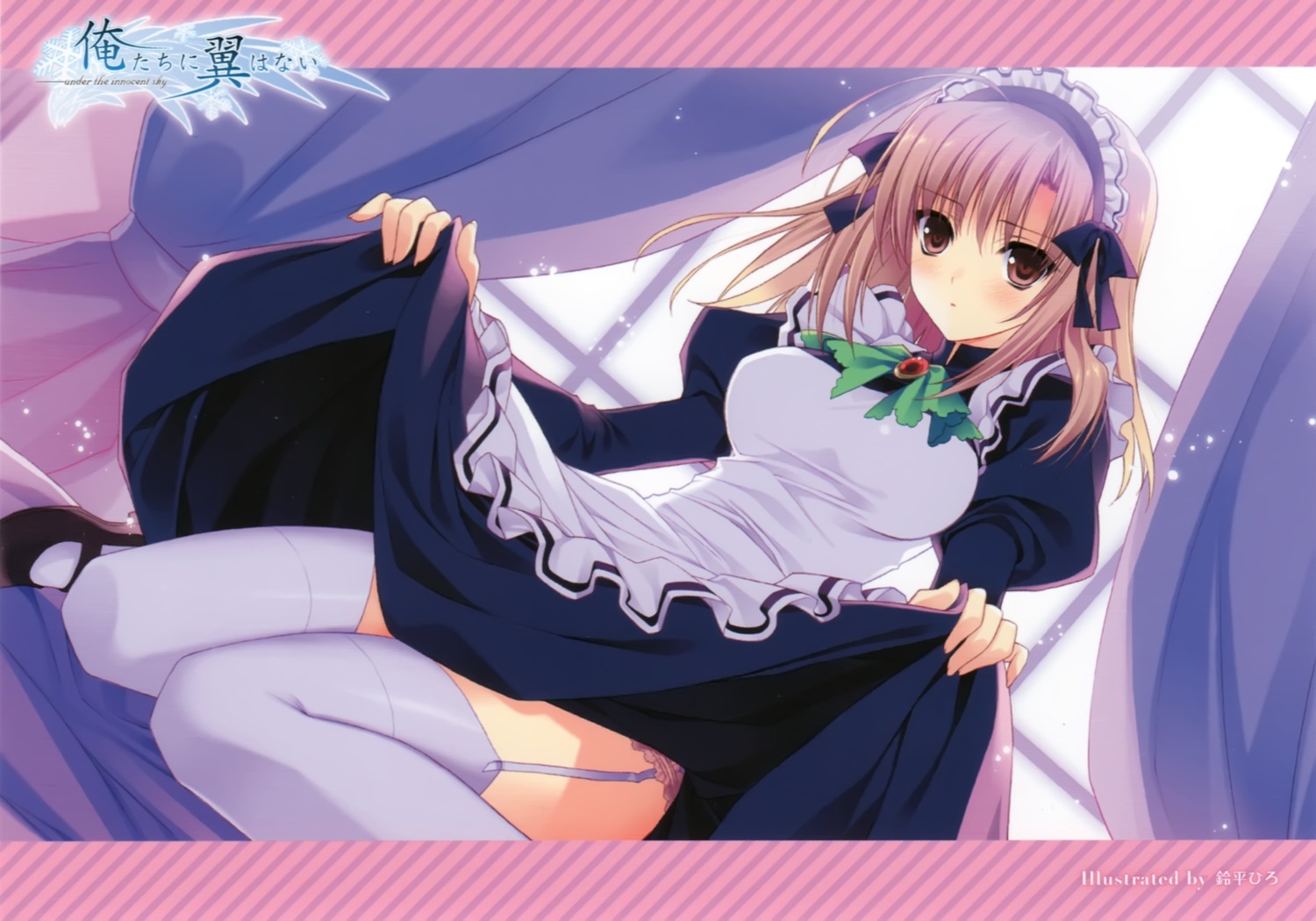 maid, oretachi_ni_tsubasa_wa_nai, skirt_lift, stockings, suzuhira_hiro, tamaizumi_hiyoko, thighhighs