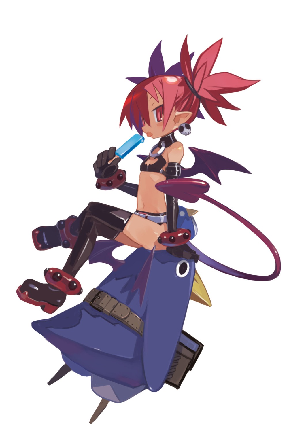disgaea, etna, harada_takehito, pointy_ears, prinny, tail, thighhighs, wings
