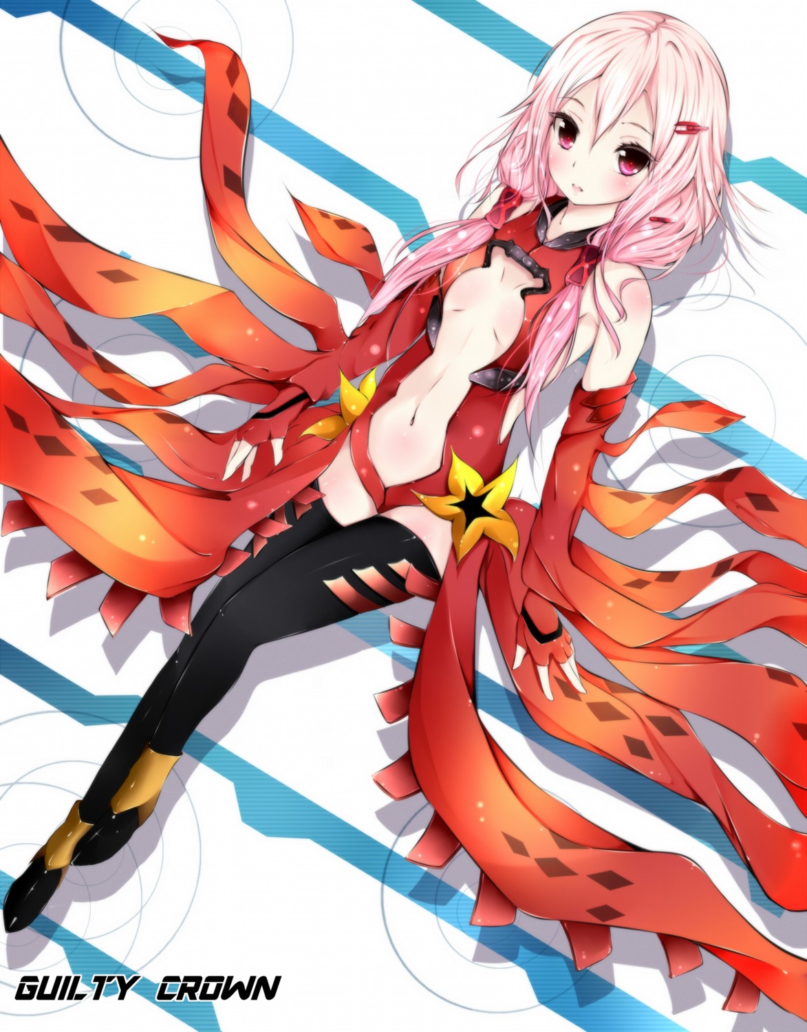 amatsuki_hotaru, bodysuit, guilty_crown, thighhighs, yuzuriha_inori