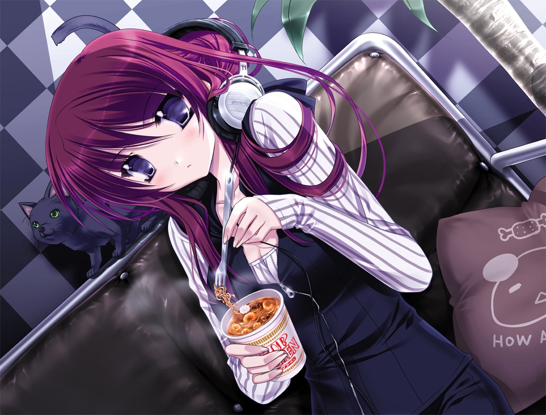 headphones, neko, ryuuga_shou