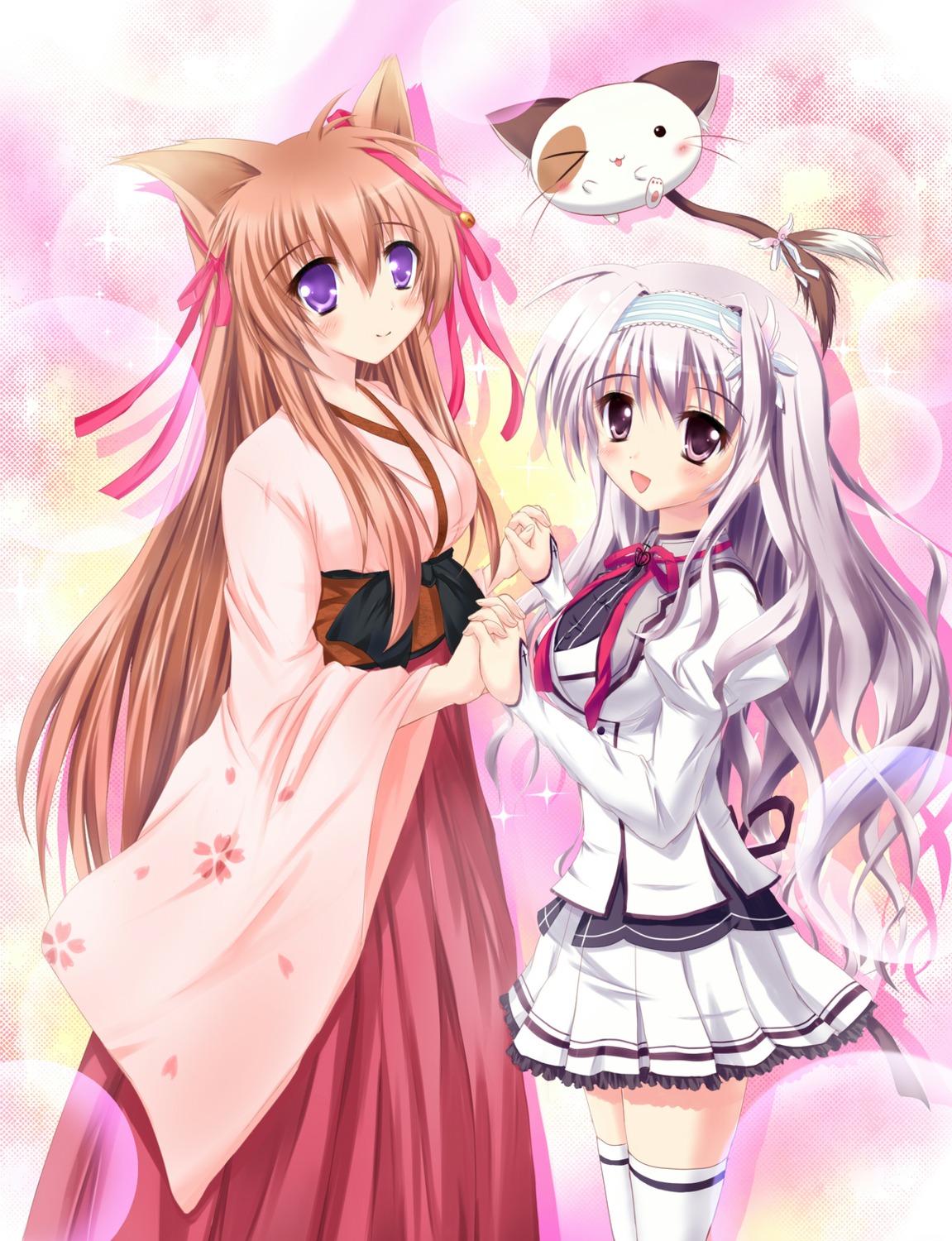 amaha_miu, kimono, kiriasu, mashiroiro_symphony, mito_mashiro, pannya, seifuku, tayutama, thighhighs
