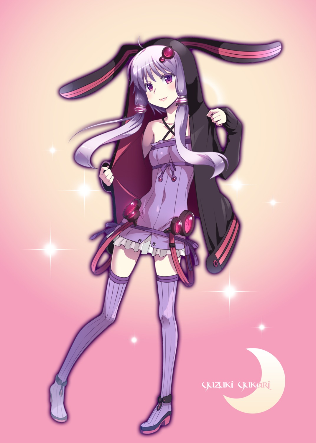 animal_ears, caffein, thighhighs, vocaloid, yuzuki_yukari