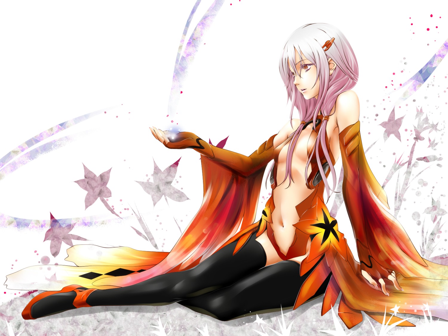 bodysuit, guilty_crown, poker-face-008, thighhighs, wallpaper, yuzuriha_inori