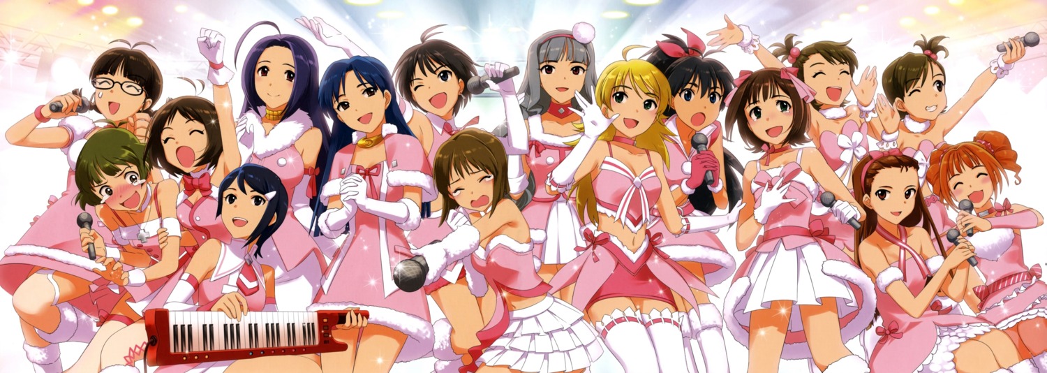 akizuki_ritsuko, akizuki_ryou_(idolm@ster), amami_haruka, annin_douhu, cleavage, dress, futami_ami, futami_mami