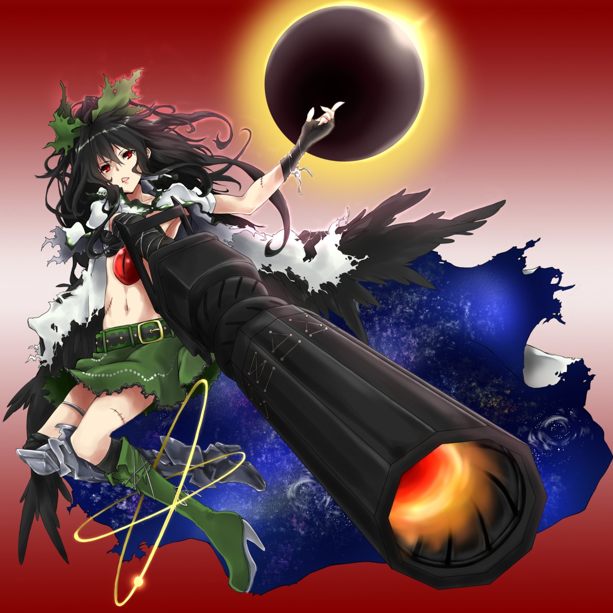 black_rock_shooter, koge-owl, parody, reiuji_utsuho, touhou, vocaloid