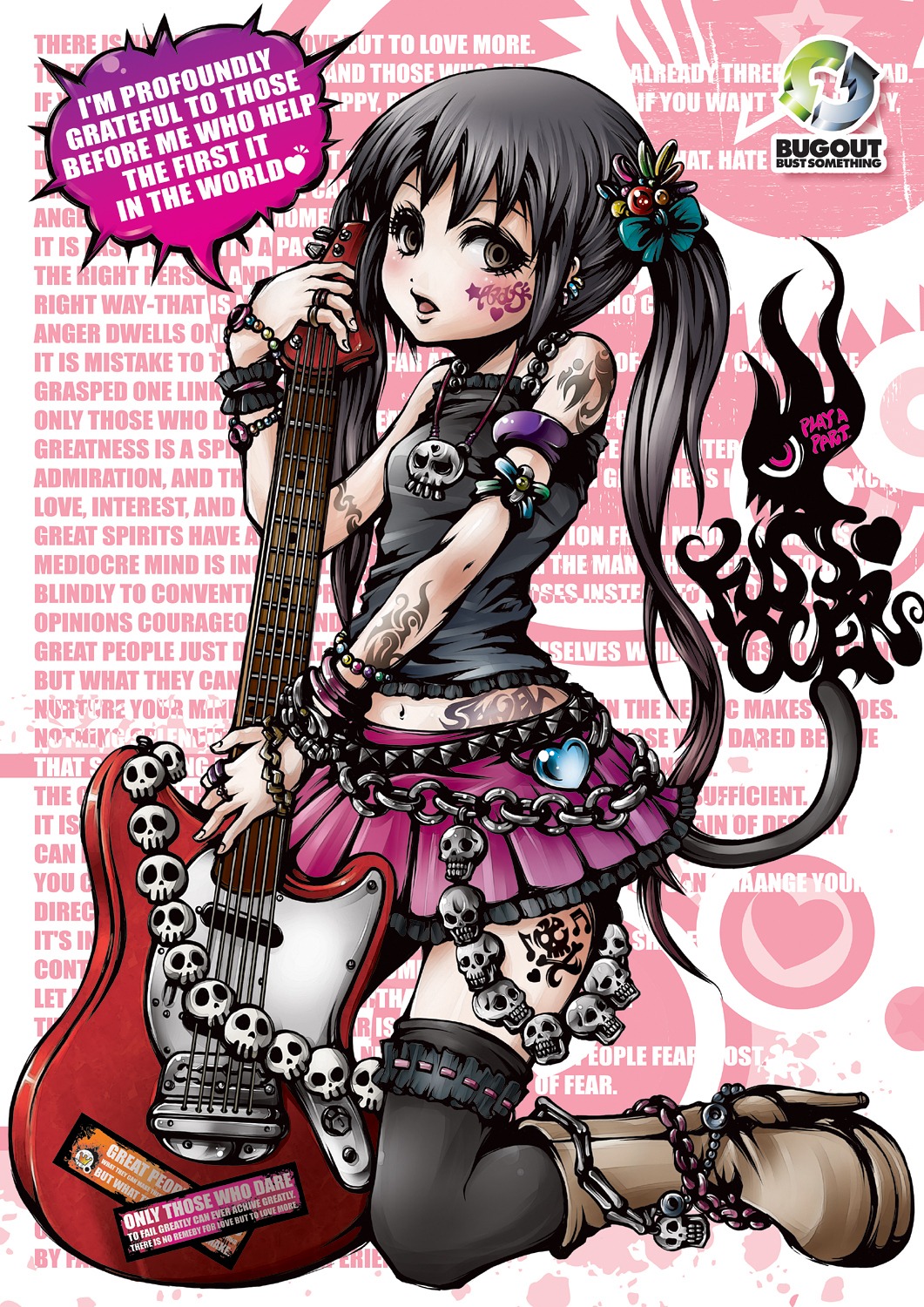 guitar, k-on!, nakano_azusa, project.c.k., thighhighs