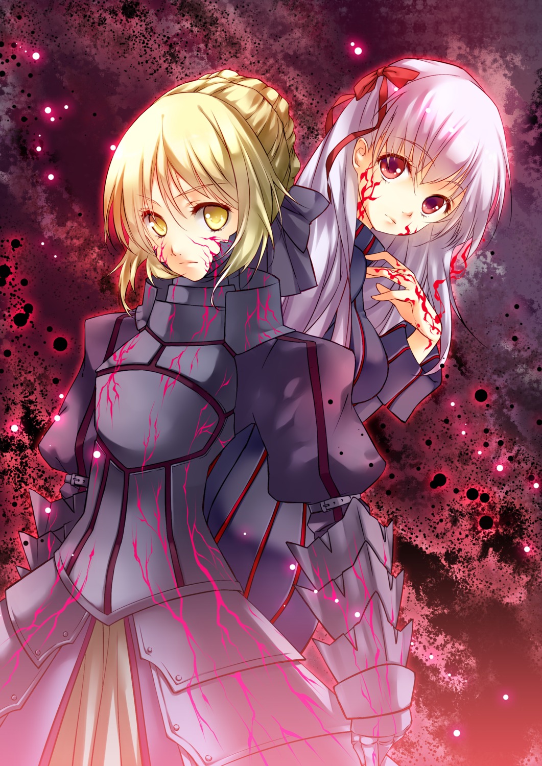 armor, artoria_pendragon_(fate), artoria_pendragon_alter_(fate), fate/stay_night, fate/unlimited_codes, lilith_bloody, matou_sakura