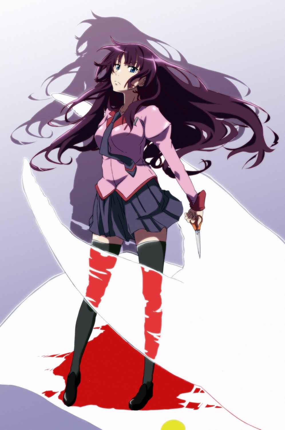 bakemonogatari, monogatari_(series), seifuku, senjougahara_hitagi, tappa, thighhighs, wings, yatanuko