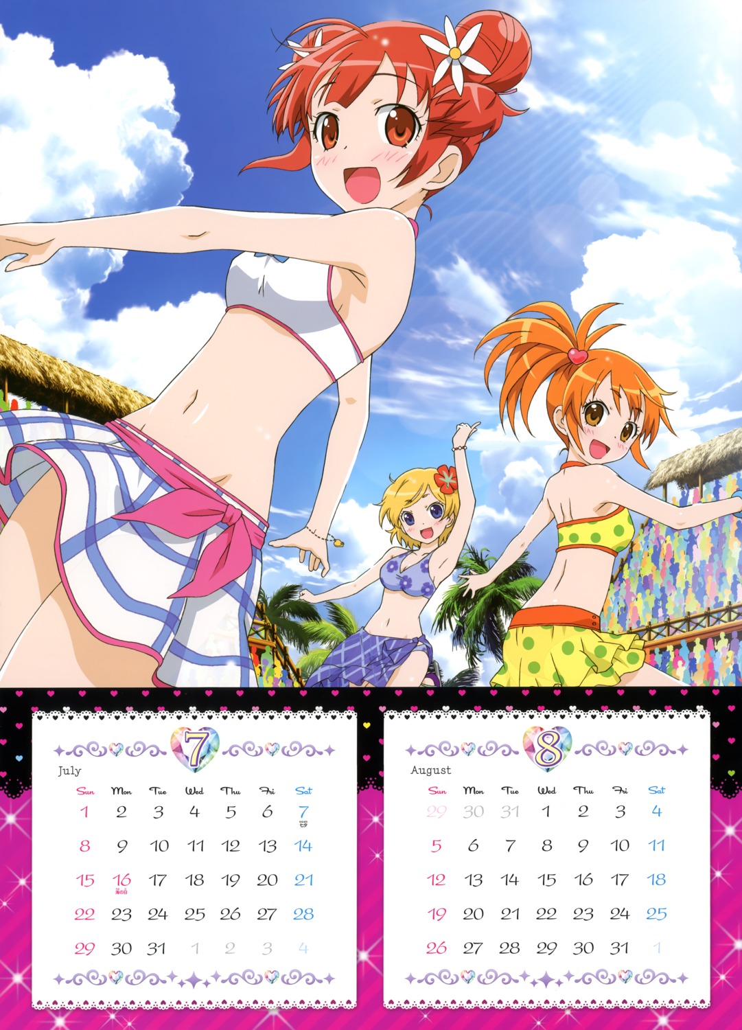amamiya_rizumu, bikini, calendar, harune_aira, pretty_rhythm, pretty_series, swimsuits, takamine_mion