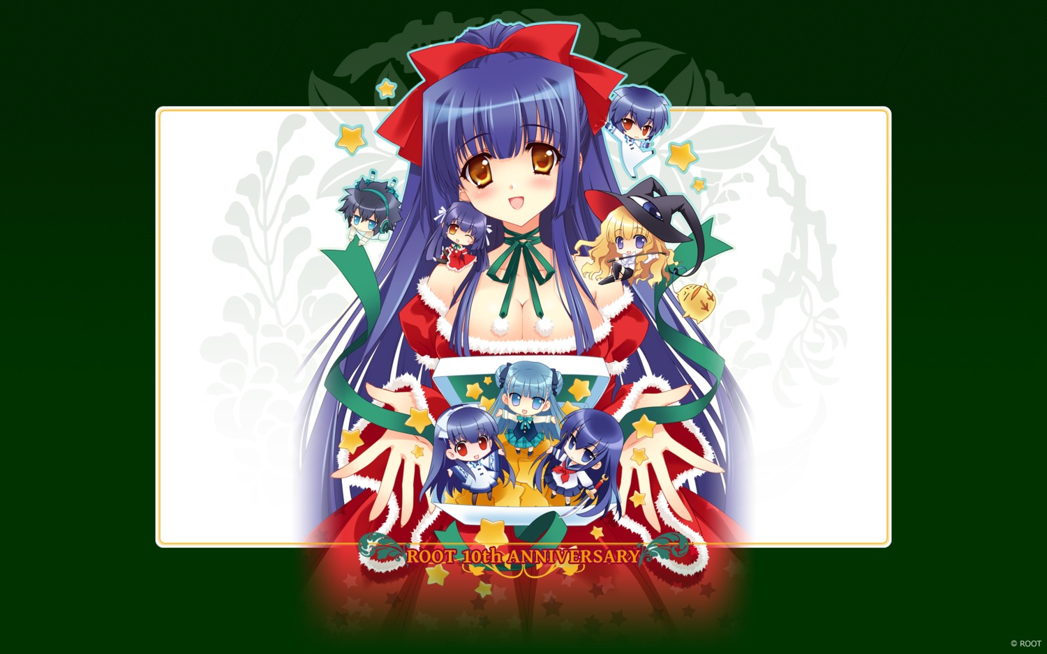 azuma_hazuki, carnelian, chibi, christmas, cleavage, crossover, headphones, kao_no_nai_tsuki