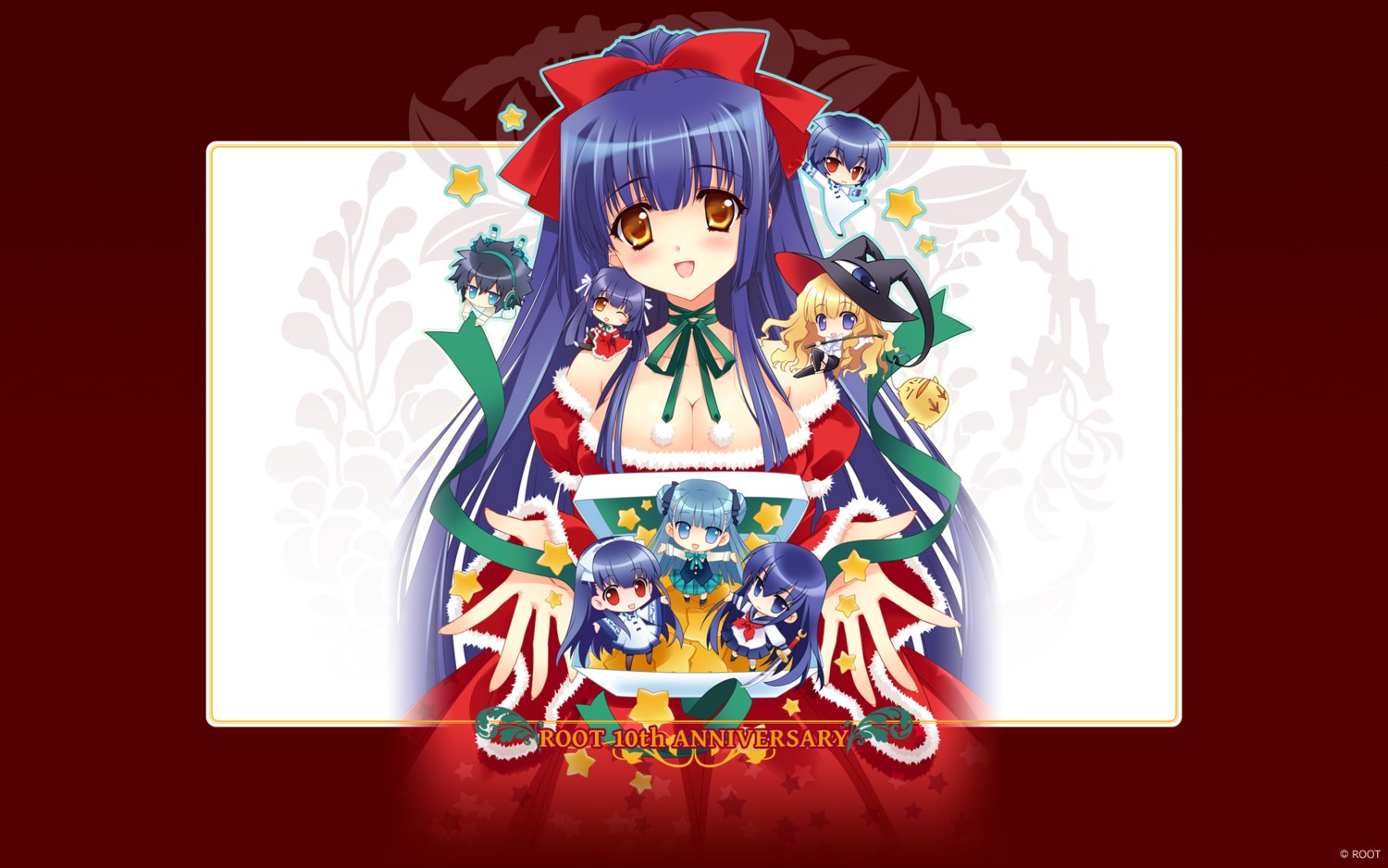 azuma_hazuki, carnelian, chibi, christmas, cleavage, crossover, headphones, kao_no_nai_tsuki