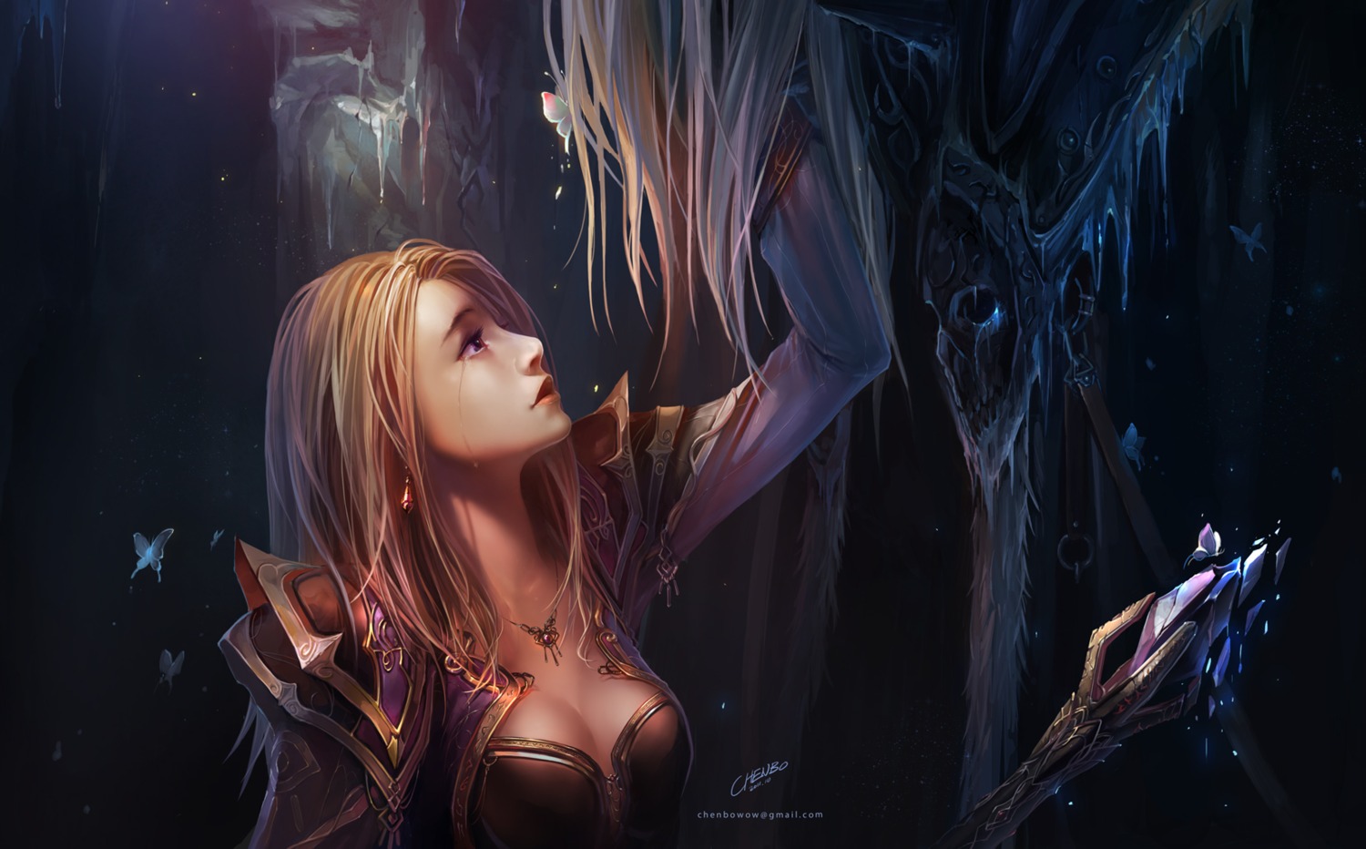 arthas_menethil, chenbo, cleavage, jaina_proudmoore, wallpaper, world_of_warcraft