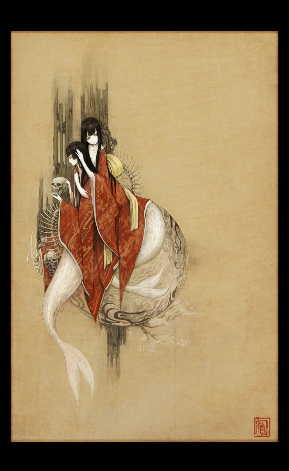 kimono, mermaid, monster_girl, toi